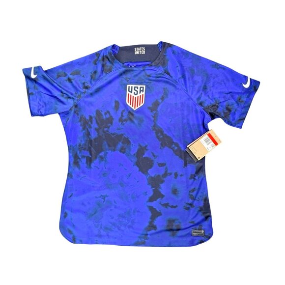 Nike Tops - Nike USA Soccer Jersey Blue Black Tie-Dye Slim Fit Dri-Fit Women Large DN0777453